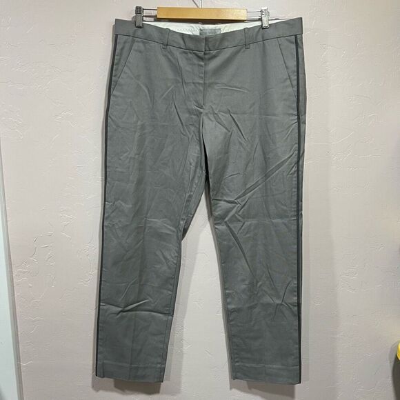 Gap 16 Gray Outseam Stripe Stretch True Straight Dress Pants - Picture 1 of 6